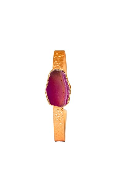 Zeynep Büyükbay Adjustable Pink Agate Stone Copper Bracelet