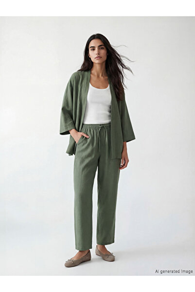 LC Waikiki Green Elastic Waist Women's Trousers