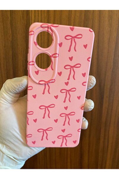 Newon Oppo A60 Ribbon Bow Printed Velvet Inside Silicone Phone Case