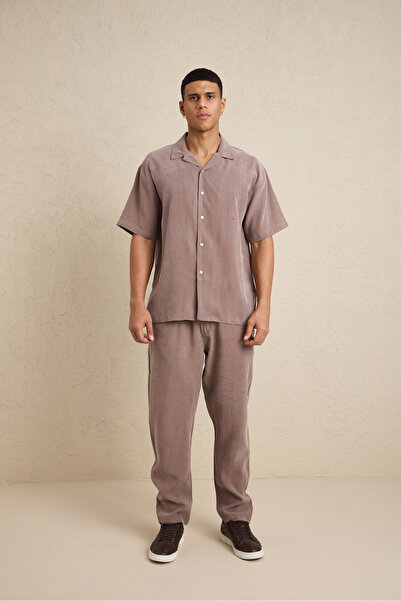 Danger Ανδρικό υφασμάτινο παντελόνι Μοντάλ με πουκάμισο σετ βιζόν