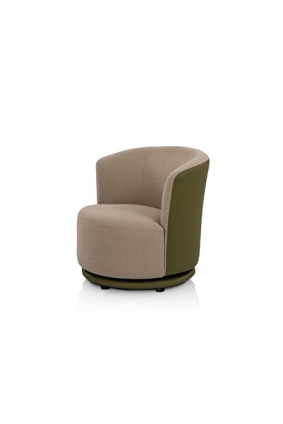 Midas Furniture كرسي دوار من الجلد مقاس 78×78×75 سم بلون بيج