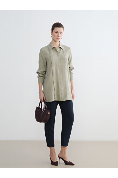 LC Waikiki Navy Blue Elastic Waist Carrot Cut Women's Trousers