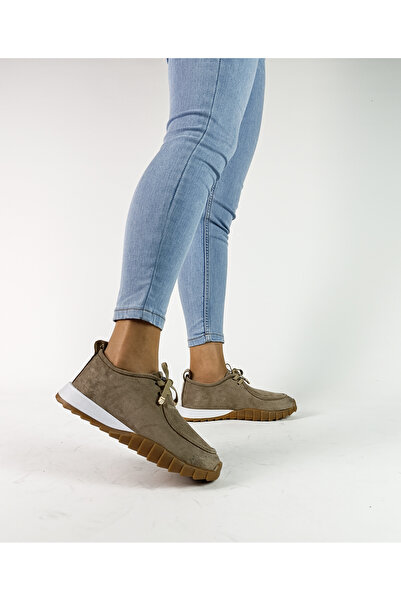 GDT Ayakkabı Beige Color Suede Lace-Up 36-37-38-39-40 Size Women's Sneakers