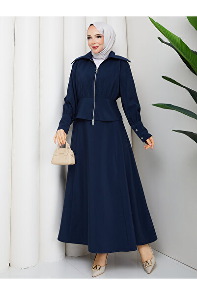 RACE FASHİON Sleeve and Waist Detailed Jacket & Skirt Hijab Set Rc9027