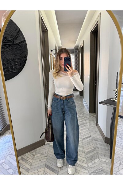 CKBUTİK Koyu İndigo Baggy Jean