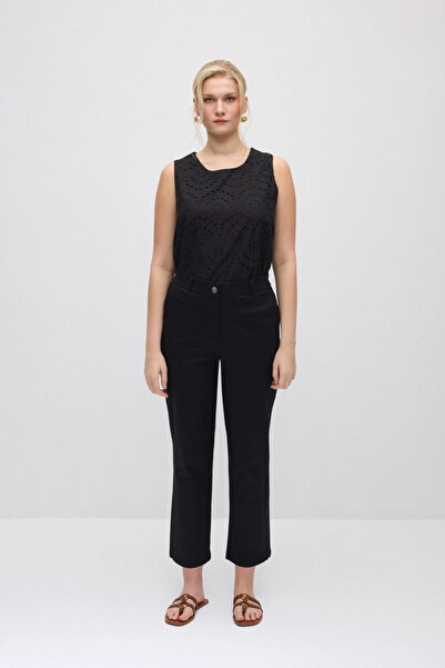 Gusto Pantaloni Canvas Mom - Negri