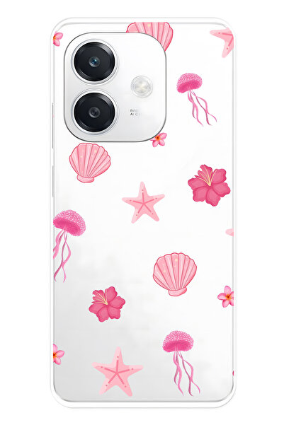 FLAMENKO حافظة هاتف شفافة متوافقة مع هاتف أوبو A3 باللون الوردي بتصميم البحر ...