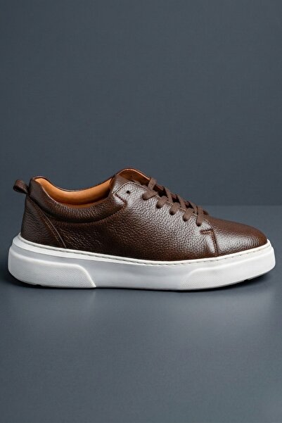 MUGGO Leons Genuine Leather Men's Thick Sole Lace-Up Daily Casual Sneakers