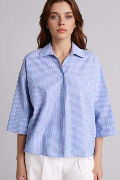 DeFacto Relax Fit Γιακάς πουκαμίσου Ποπλίνα Μακρυμάνικο πουκάμισο G2962AX26SP