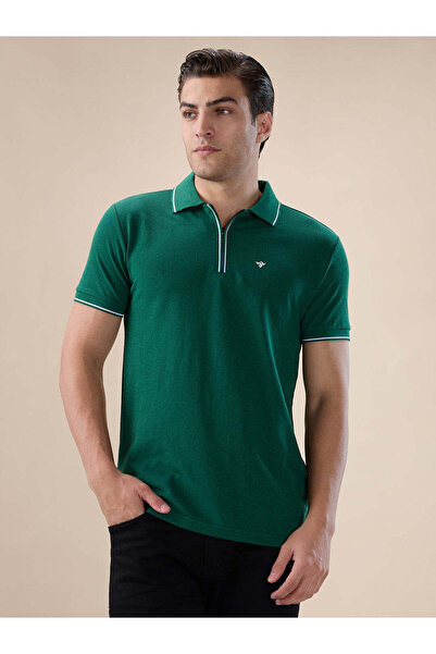 Generic Solid Brand Logo Zipper Closure Regular Fit T-shirt