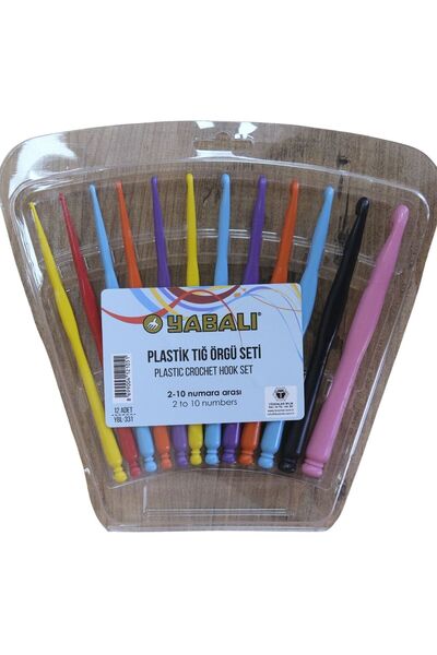 Yabalı مجموعة أدوات الكروشيه البلاستيكية (من رقم 2 إلى 10)
