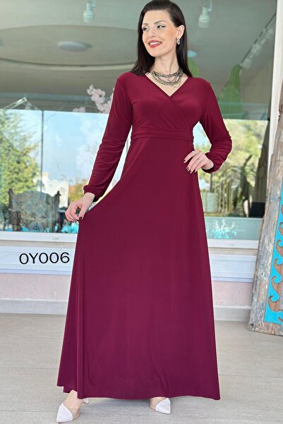 İnce Topuk Lycra Double Breasted Neckline Long Dress 0Y006
