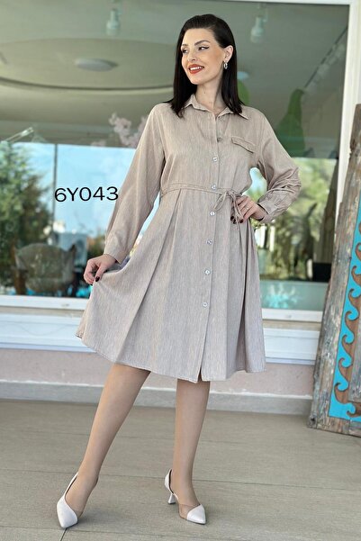 İnce Topuk Рокля от тенсел с поло яка и копчета 6y043