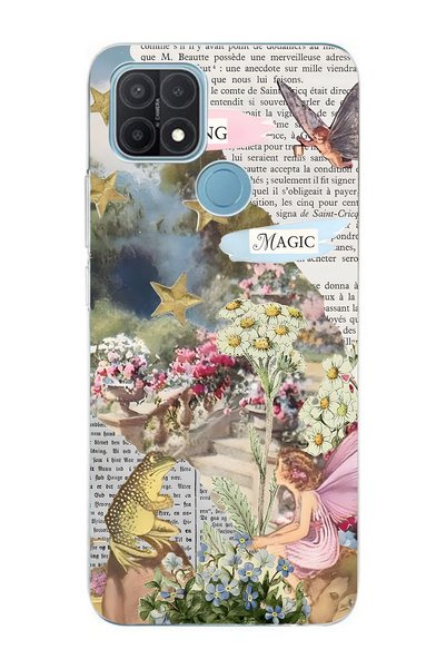 FLAMENKO حافظة هاتف شفافة متوافقة مع هاتف اوبو A15 / A15S Spring Magic منقوش
