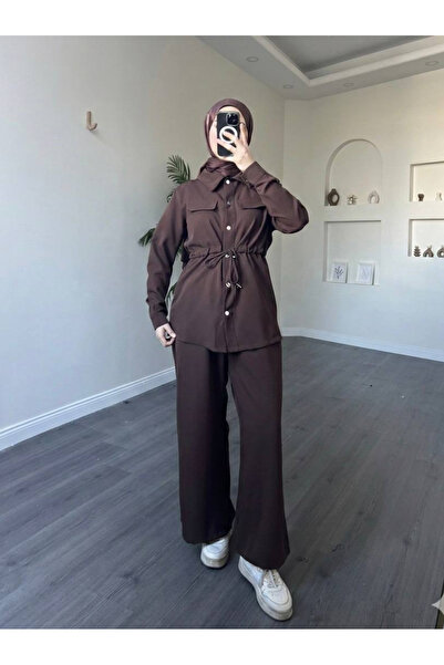 Esre Store 4571 - Crepe Fabric Hijab Set Brown