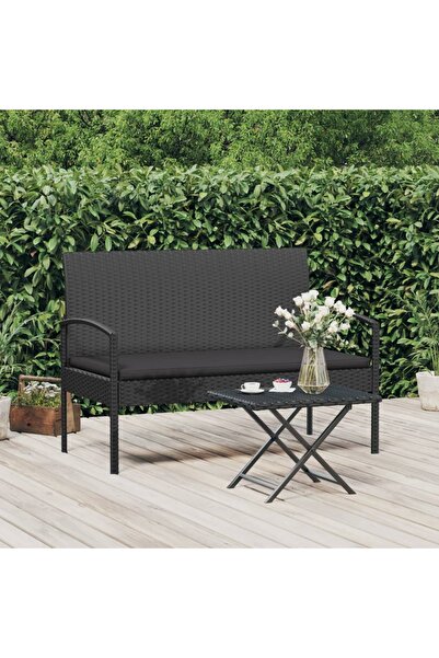 Concept Garden bench with Pillow, black, 105 cm, polyrattan