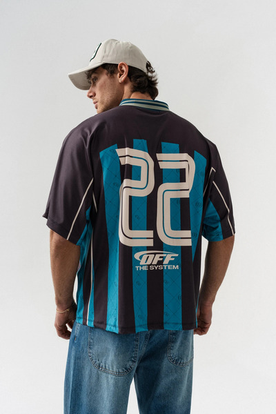 go gang own Twenty Two Jersey Polo Neck Oversized Jersey T-Shirt