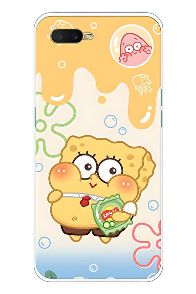 FLAMENKO حافظة هاتف شفافة متوافقة مع هاتف اوبو A5S / AX7 / A12 سبونج بوب منقوش
