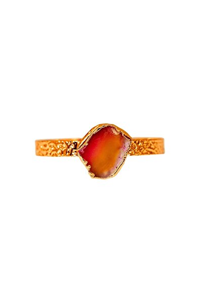Zeynep Büyükbay Adjustable Red Agate Stone Copper Bracelet