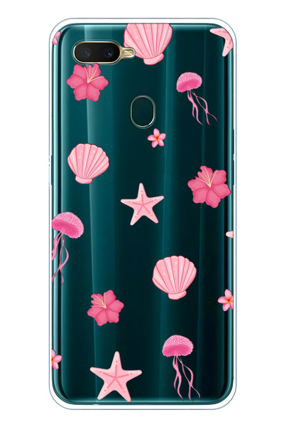 FLAMENKO حافظة هاتف شفافة متوافقة مع هاتف اوبو A5S / AX7 / A12 باللون الوردي ...