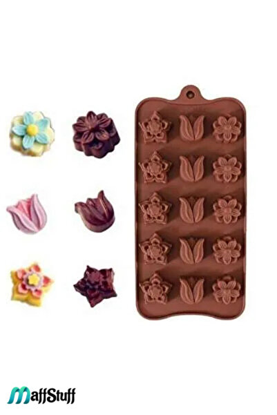 MaffStuff Forma silicon pentru bomboane si gheata, 3 randuri de flori, MaffSt...