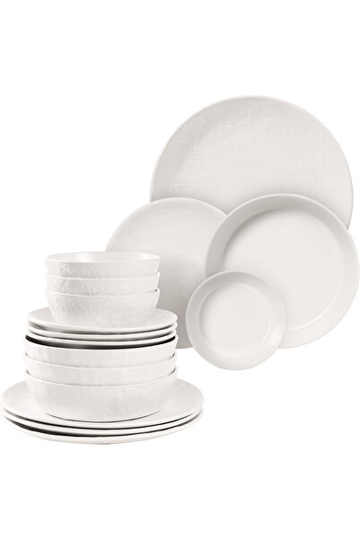 Navaris Premium Ceramic Dinnerware Set, 16 Pieces, for 4 People, Textured, Di...