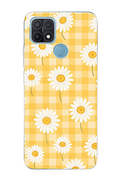 FLAMENKO حافظة هاتف شفافة متوافقة مع هاتف أوبو A15 / A15S باللون الأصفر بنقش ...