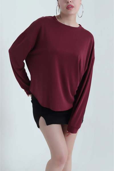 VıoShıne Kadın Bisiklet Yaka Uzun Kollu Modal Tunik