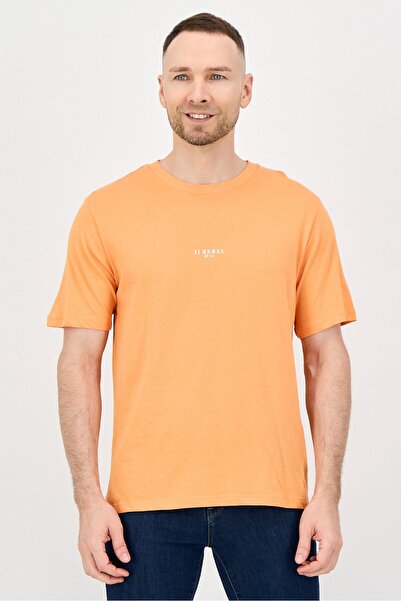 JJ Rebel Men Crew Neck Short Sleeve Brand Logo T-Shirt, Orange