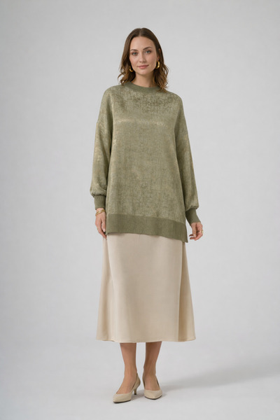 Nuss 3013 Parlak Dokulu Tunik – Haki