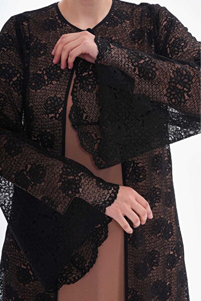 GigiTex Black Long D Lace Evening Dress Cardigan Length 1.53 cm