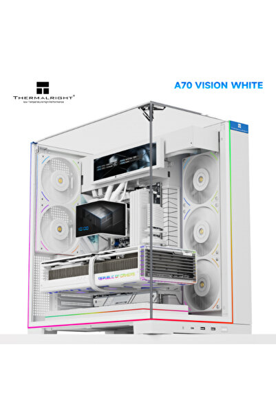 ThermalRight علبة كمبيوتر TR-A70 Vision ATX مزودة بخطوط LED وشاشة LCD مقاس 9....