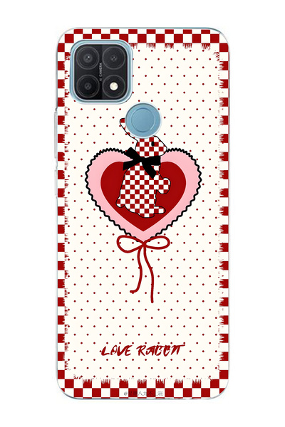 FLAMENKO حافظة هاتف شفافة متوافقة مع هاتف اوبو A15 / A15S باللون الأحمر بنقش ...