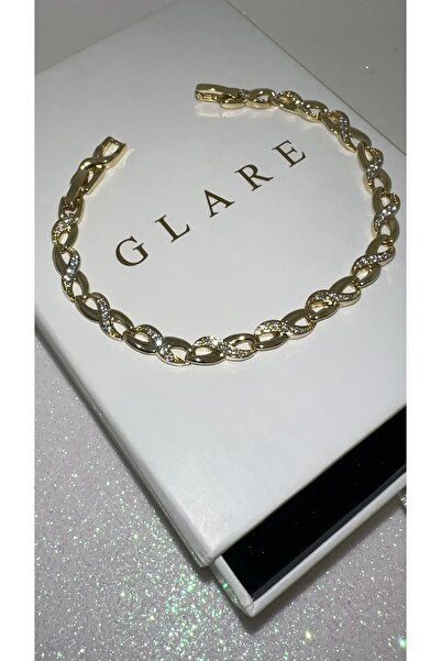 GLARE JEWELRY CO سوار من الفولاذ المقاوم للصدأ طراز إنفينيتي زيركون مرصّع بال...