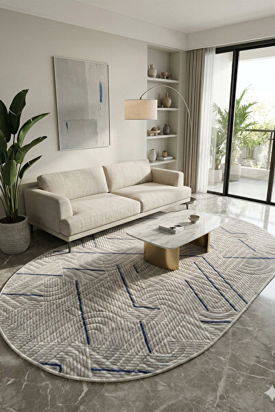 tropikal home Modern Oval Halı Bambu Dokulu Kaymaz Taban Yumuşak Salon Yatak ...