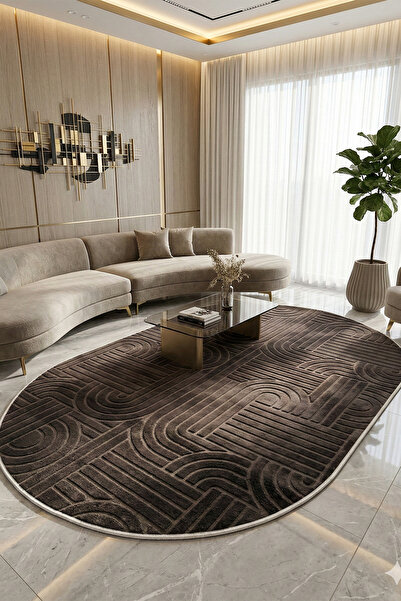 tropikal home Modern Oval Halı Bambu Dokulu Kaymaz Taban Yumuşak Salon Yatak ...