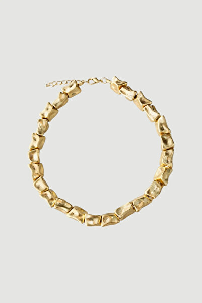 Gusto Köşeli Dokulu Gold Kolye - Gold