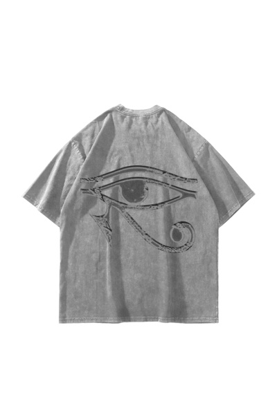 Bak Moda Μπλουζάκι Unisex με στάμπα Eye Of Horus, Oversize, Λευκό, που πλένεται