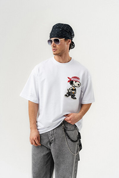 go gang own Snupi Patch Detailed Crew Neck Oversized T-Shirt