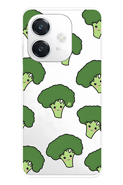 FLAMENKO حافظة هاتف شفافة لطيفة متوافقة مع هاتف أوبو A3 من نوع بروكولي منقوش