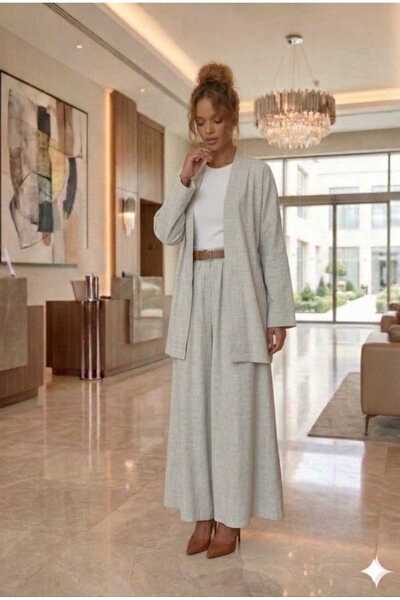 newmisal Women's Comfortable Fit Linen Fabric Kimono Skirt Set