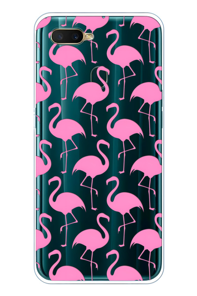 FLAMENKO حافظة هاتف شفافة متوافقة مع هاتف أوبو A5S / AX7 / A12 فلامينجو منقوش