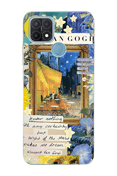 FLAMENKO حافظة هاتف شفافة متوافقة مع هاتف أوبو A15 / A15S من فان جوخ كافيه تر...