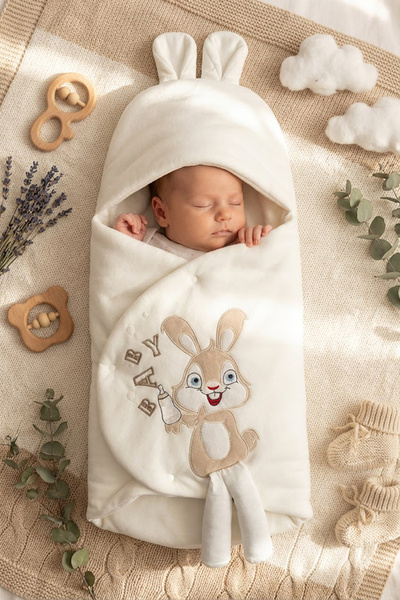 DUBLİNO KİDS بطانية أطفال للبنات والأولاد مطرزة على شكل أرنب مع أذنين، غطاء ل...