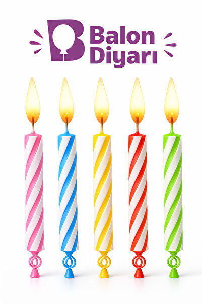 BALON DİYARI 1 Adet - Renkli Doğum Günü Mumları, Pasta Mumları, Doğum Günü iç...