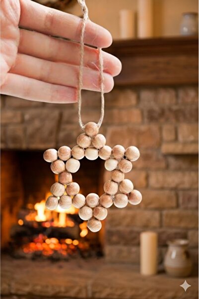 Jasminya Dekoratif Ahşap Boncuk Yıldız Model Kapı Duvar Mutfak Bebek Odası Sü...