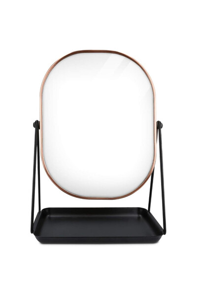 Navaris Oglindă cosmetică, rotativă la 360°, ovală, cu bază metalică și supor...