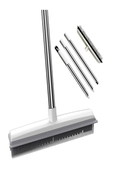 Perağ Kauçuk Uçlu Çekçek Süpürge - Teleskopik Sap - Tüy ve Kıl Toplayıcı - Si...
