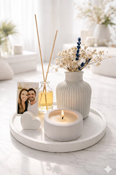 MorVilla Dekoratif Mum ve Oda Kokusu Seti – Foto Tutuculu Obje, Vazo ve Tabağ...