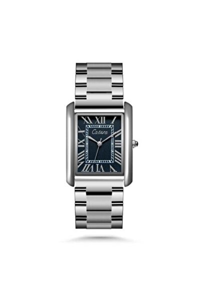 catera Men's Watch Tank Design Silver Color Dark Navy Dial